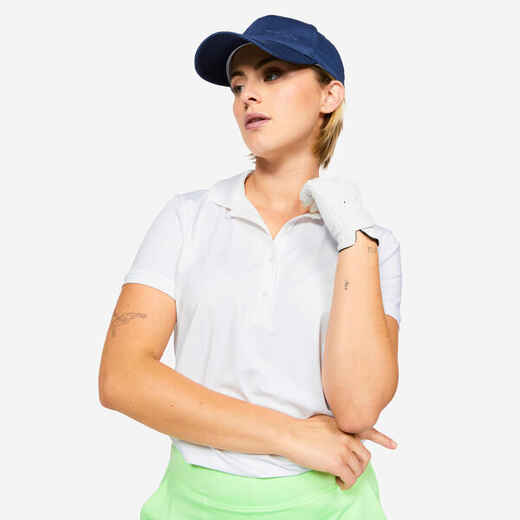 
      Women's golf short sleeve polo shirt - WW 500 white
  