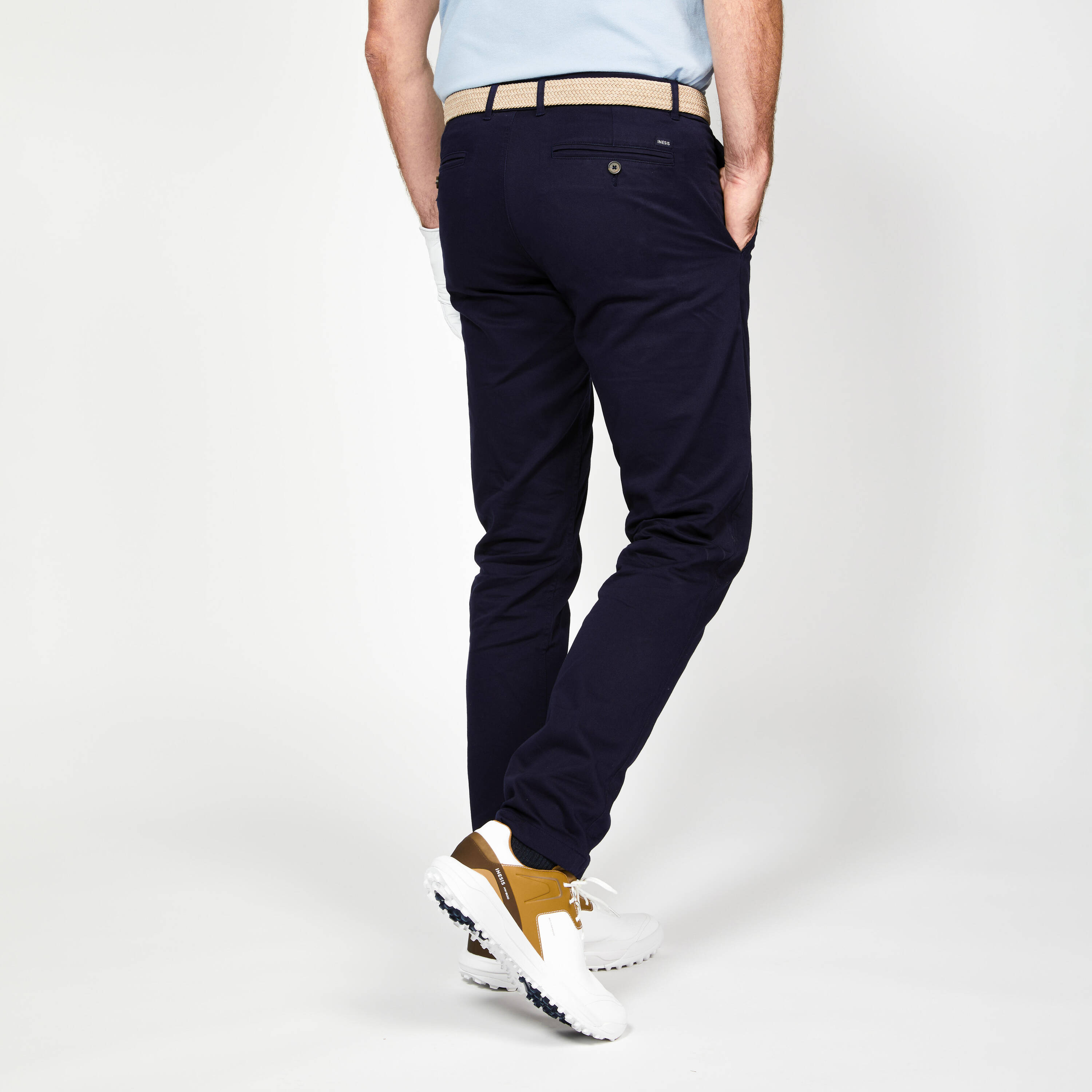 Men's golf cotton chino trousers, MW500 navy blue -  2