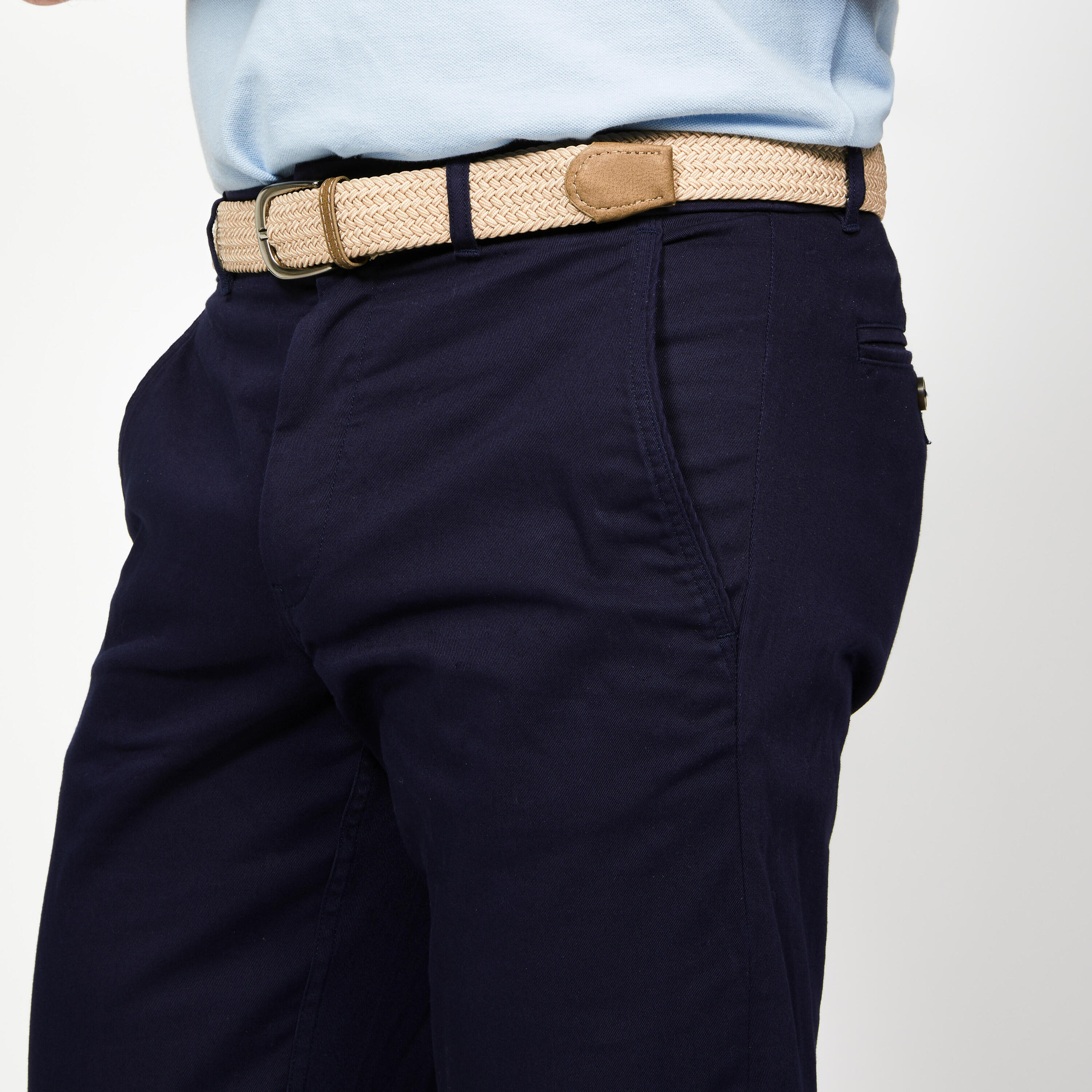 Golf chino broek heren MW500 marineblauw 3/4