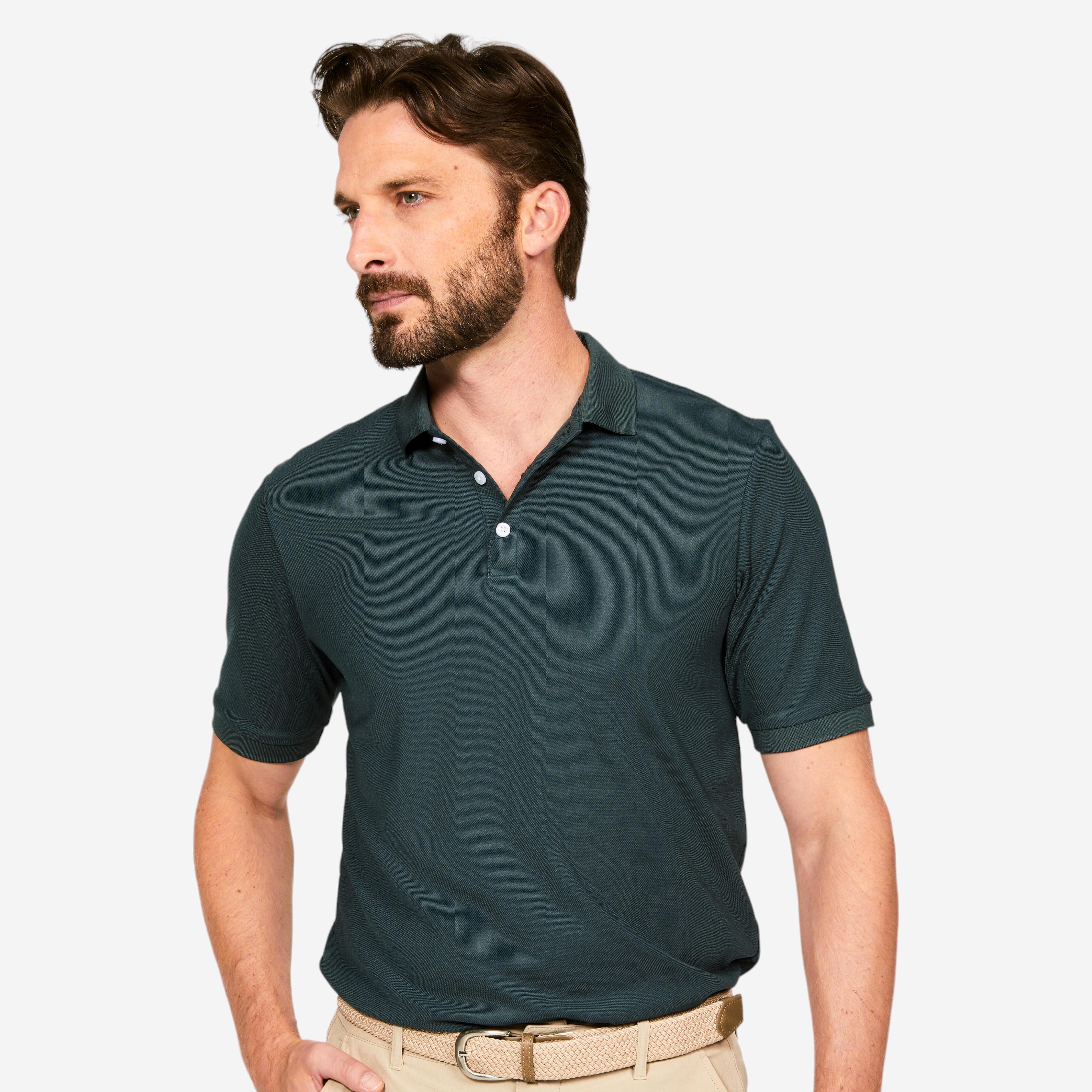 Men’s S-S Golf Polo Shirt - WW 500 Green - INESIS