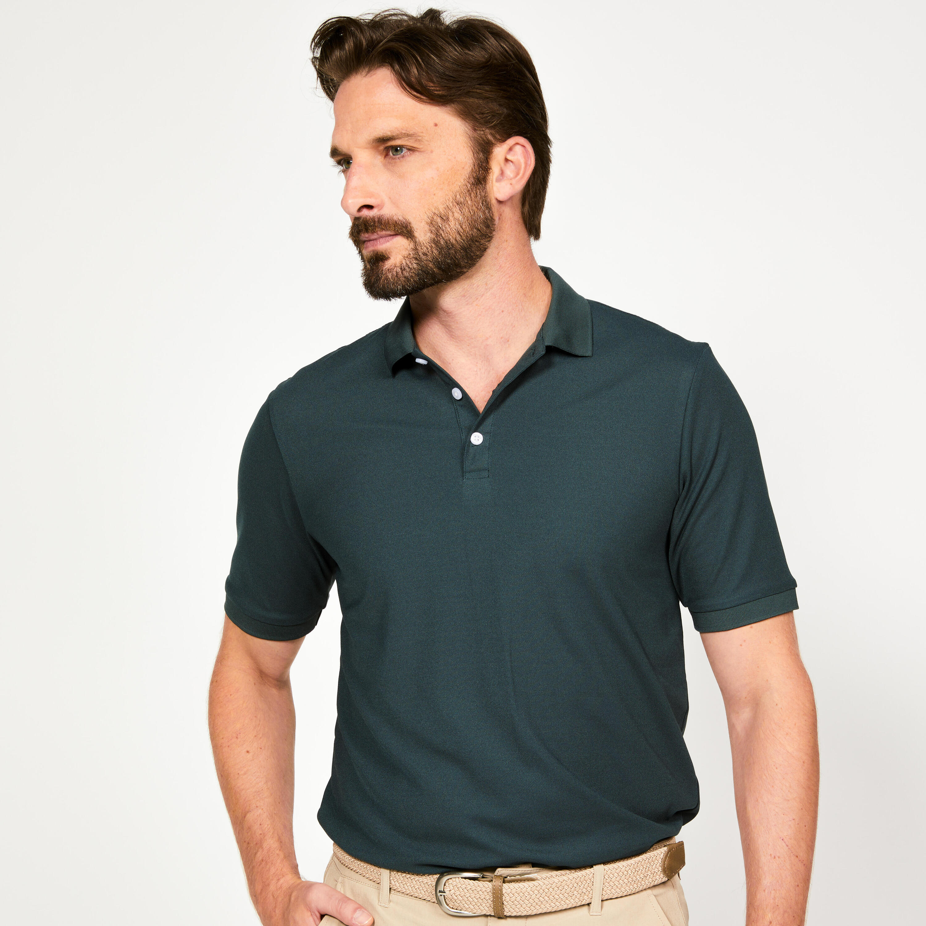 Men's short-sleeved golf polo shirt - WW500 green 1/5