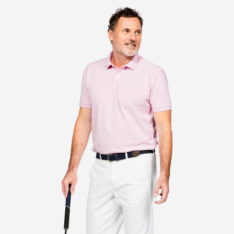 Tricou polo golf bumbac și poliester cu mâneci scurte Bărbați, MW500 roz deschis
