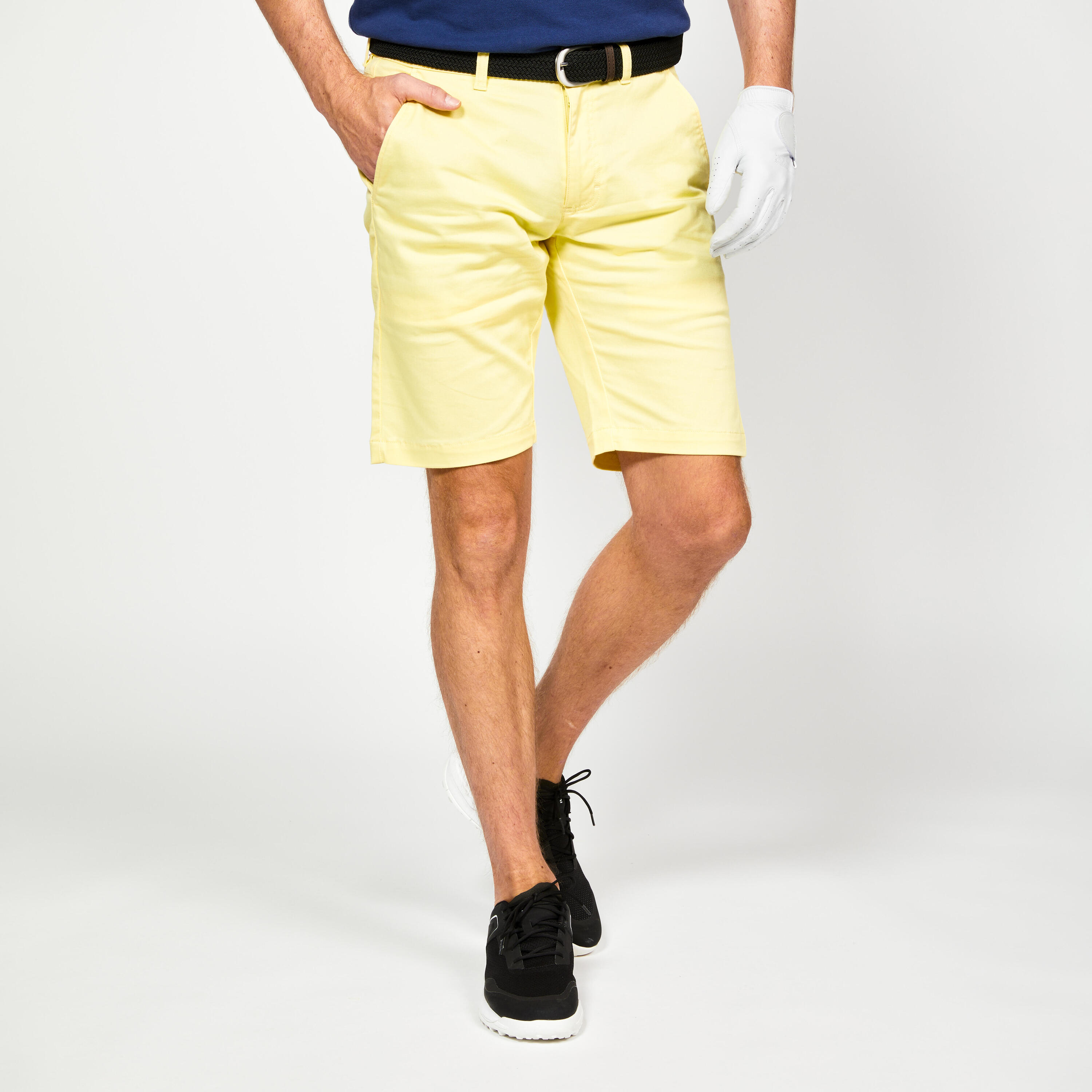 Men's golf chino shorts - MW500 pastel yellow 2/4
