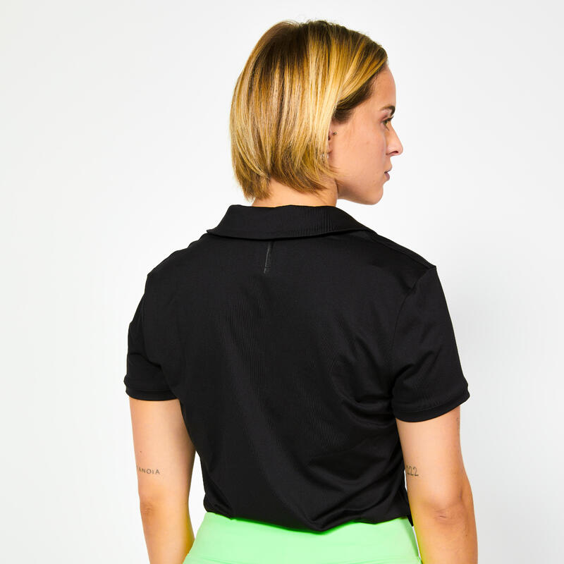 Damen Golf Poloshirt kurzarm - WW500 schwarz 