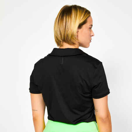 Moteriški trumparankoviai golfo polo marškinėliai „WW500“, juodi