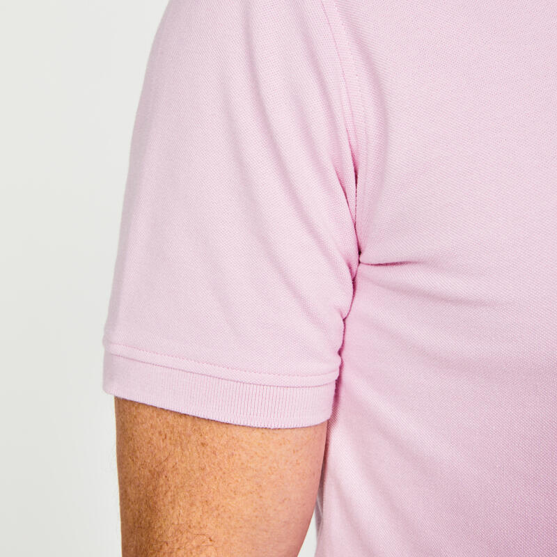 Tricou polo golf bumbac și poliester cu mâneci scurte Bărbați, MW500 roz deschis