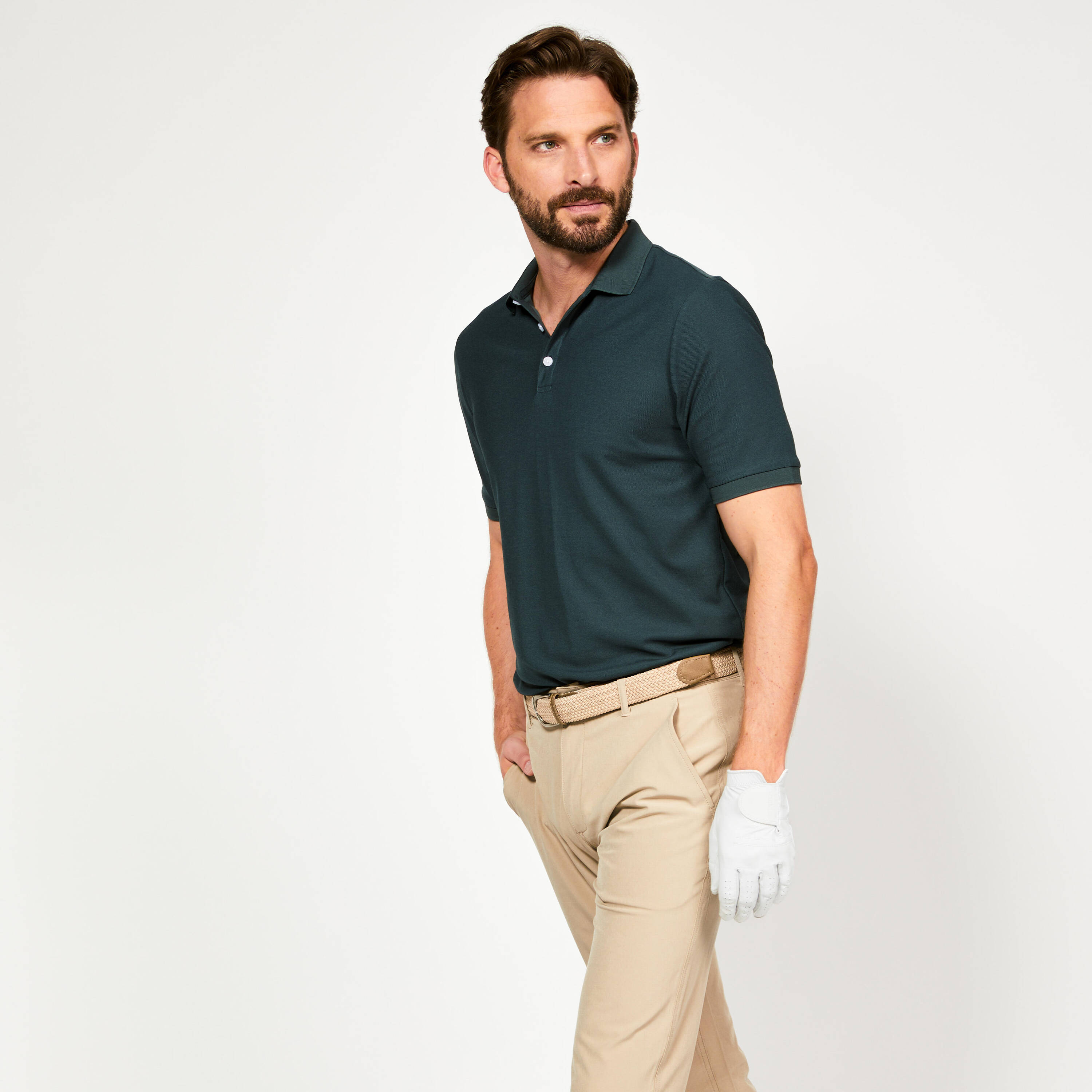 Men's short-sleeved golf polo shirt - WW500 green -  2