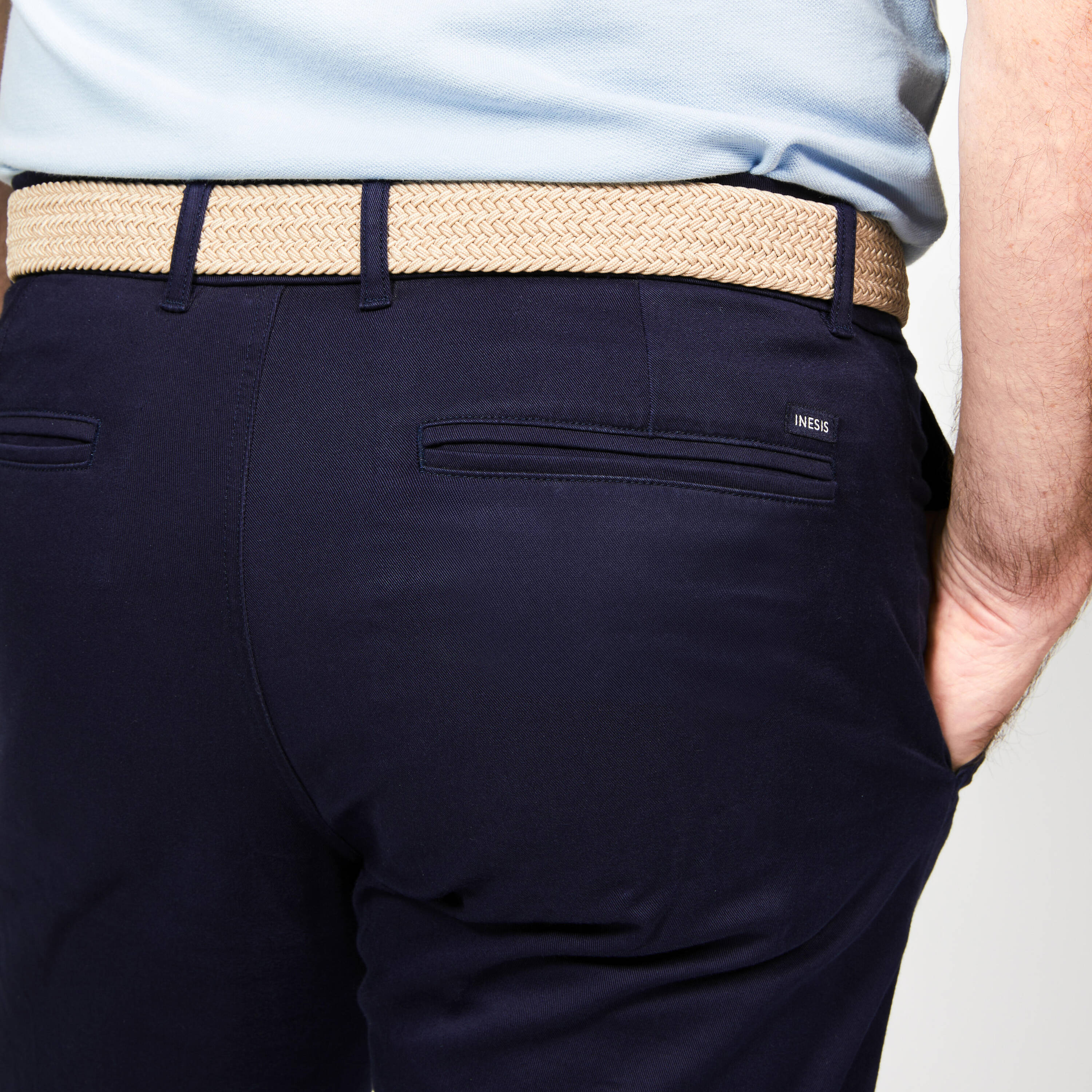 Men's golf cotton chino trousers, MW500 navy blue -  4