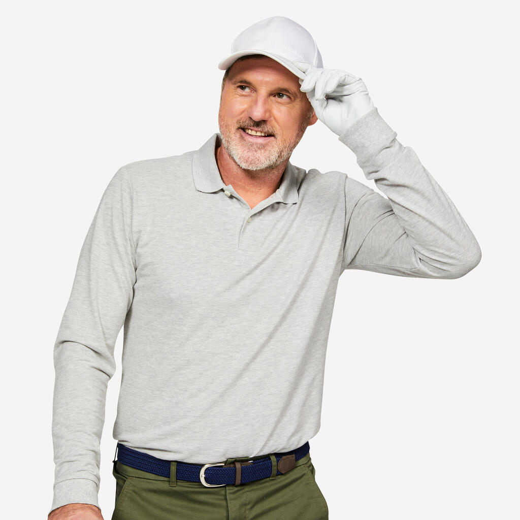 POLO MAJICA ZA GOLF MW500 MUŠKA DUGIH RUKAVA - SIVA