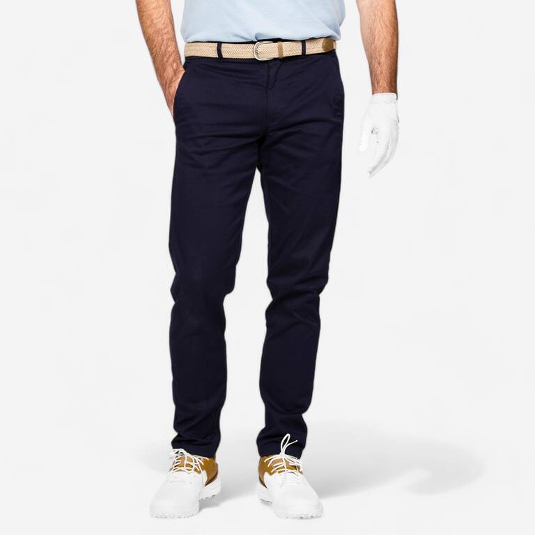 Men's golf cotton chino trousers - MW500 navy blue