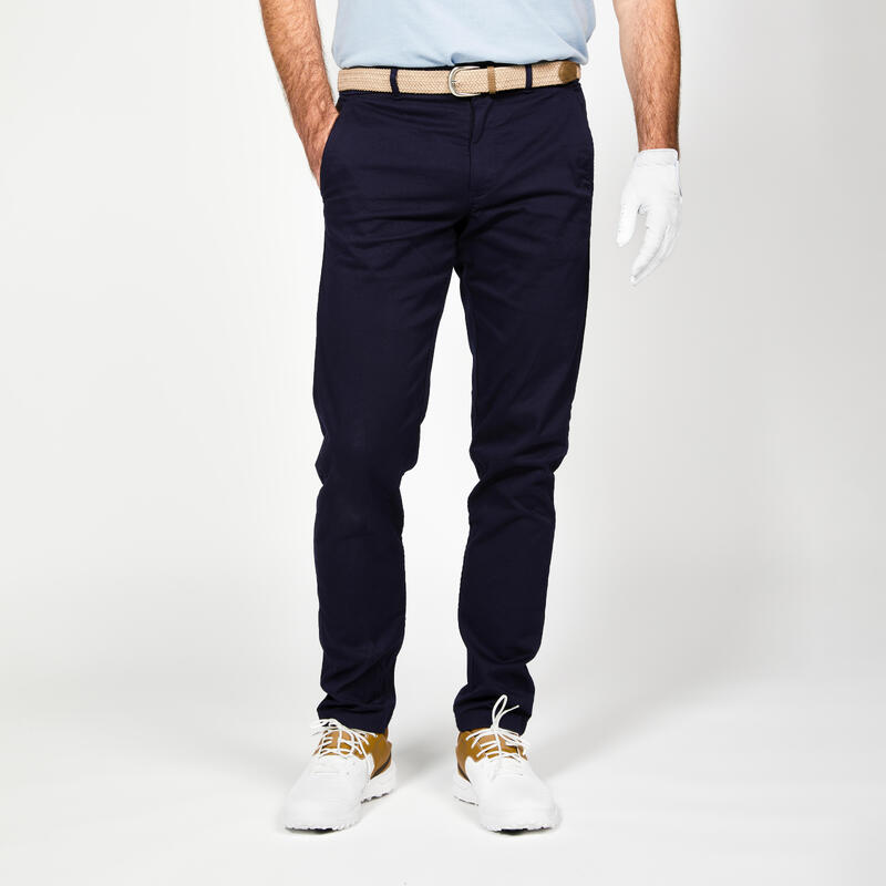 Men's golf cotton chino trousers - MW500 navy blue