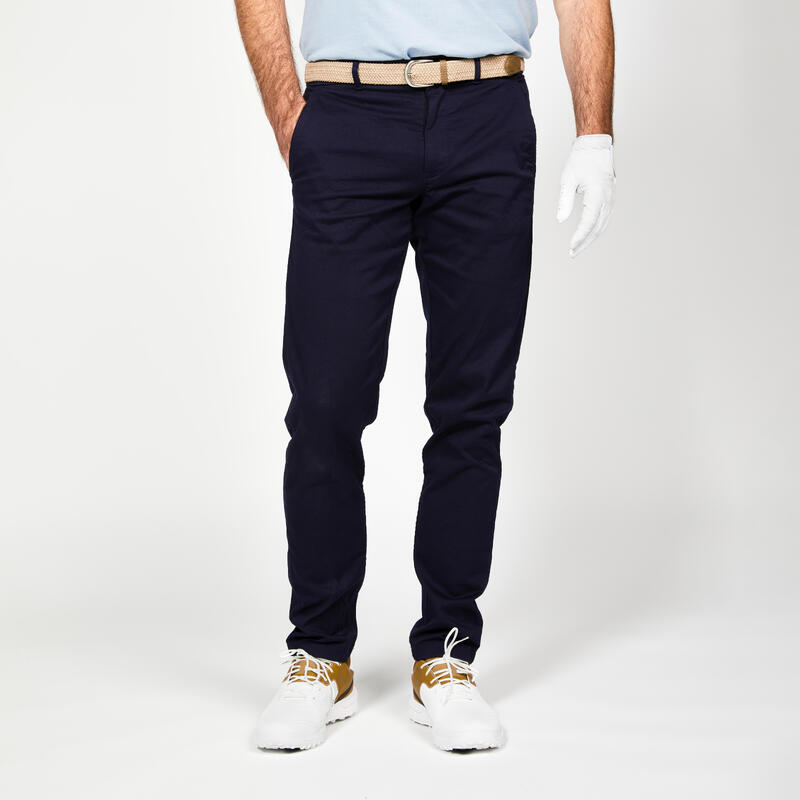 男款高爾夫棉質長褲 - MW500 海軍藍
