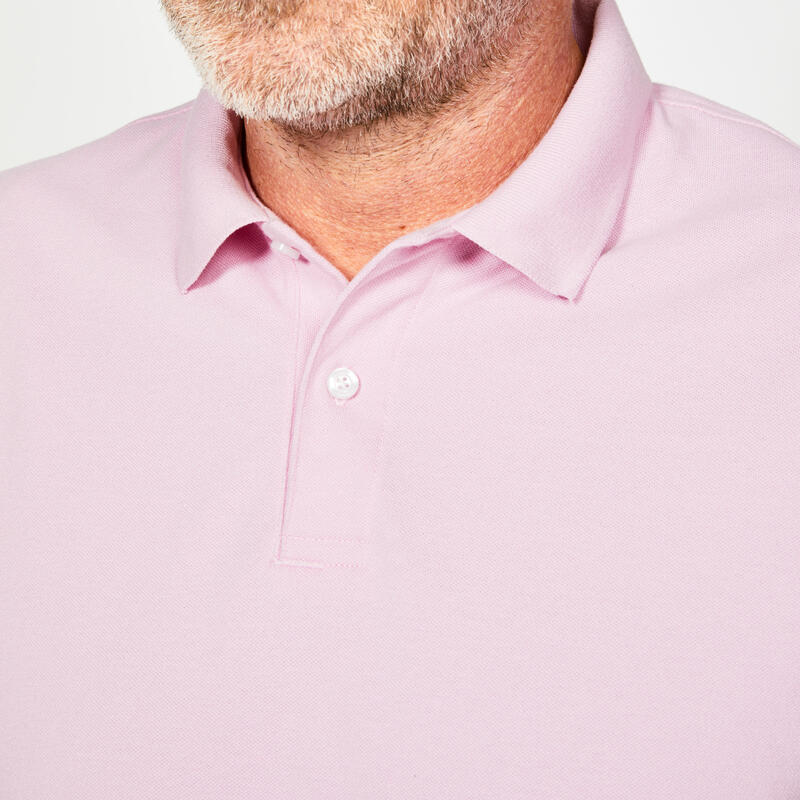 Tricou polo golf bumbac și poliester cu mâneci scurte Bărbați, MW500 roz deschis
