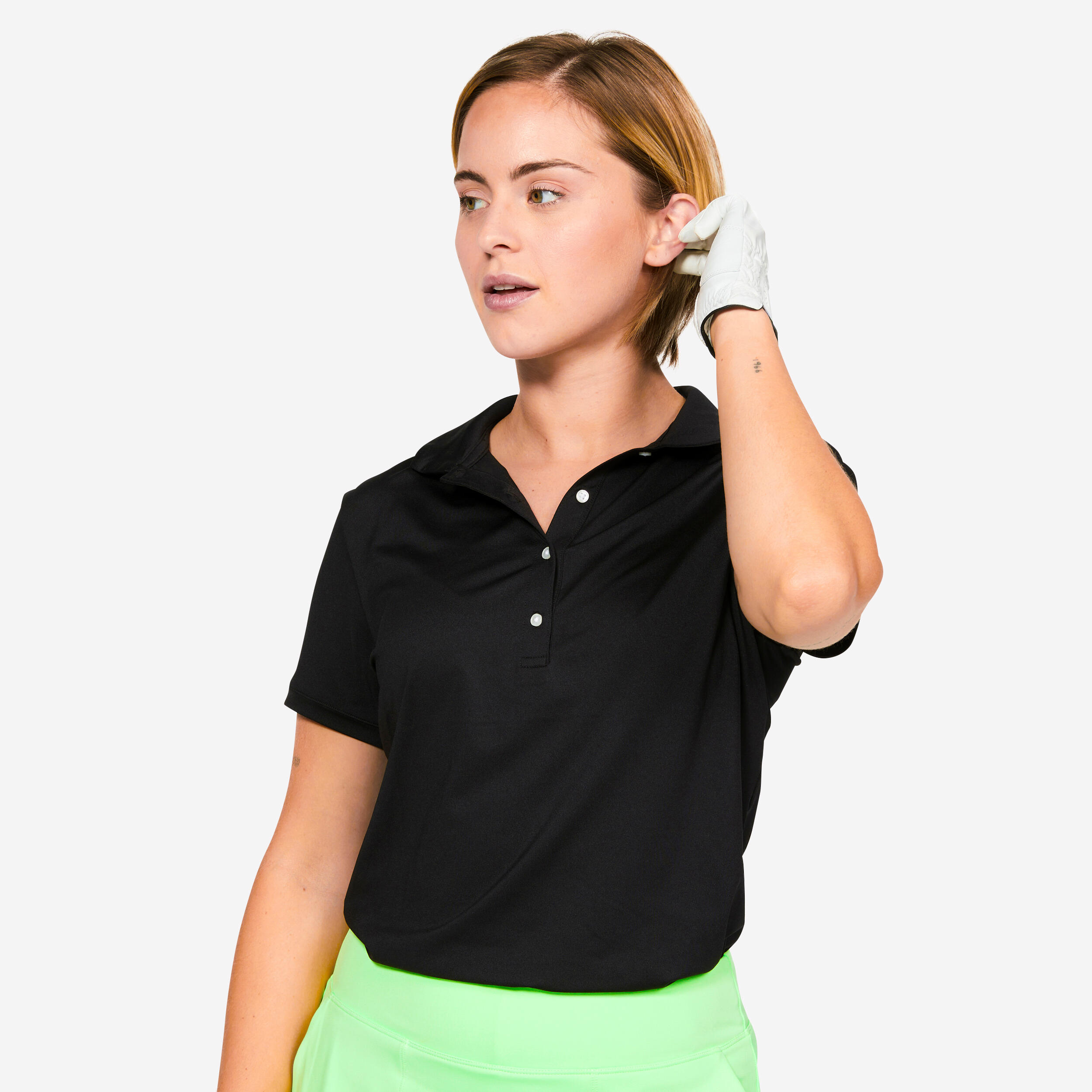 Polo da golf a maniche corte da donna - WW500 nero