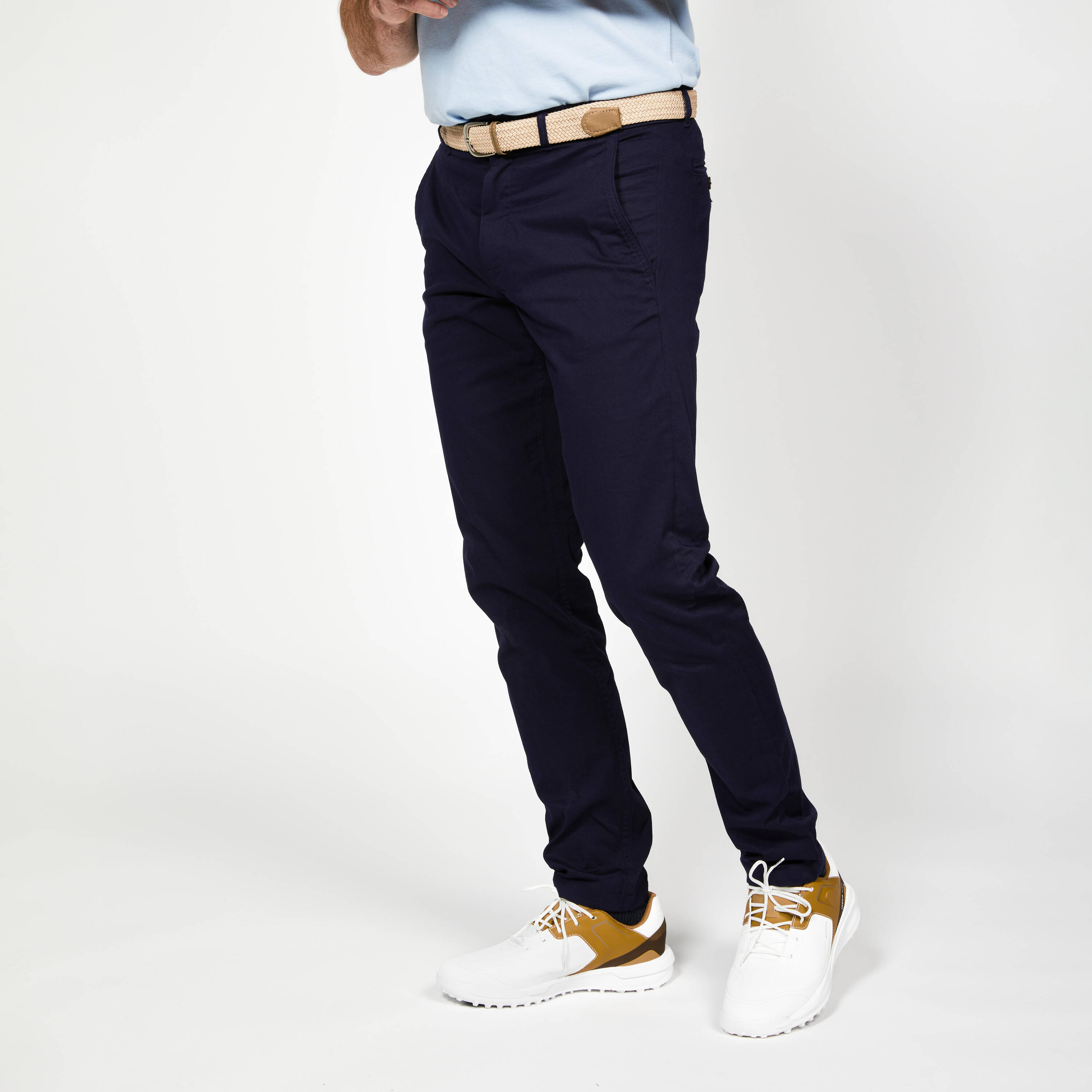 Men's golf cotton chino trousers, MW500 navy blue -  5