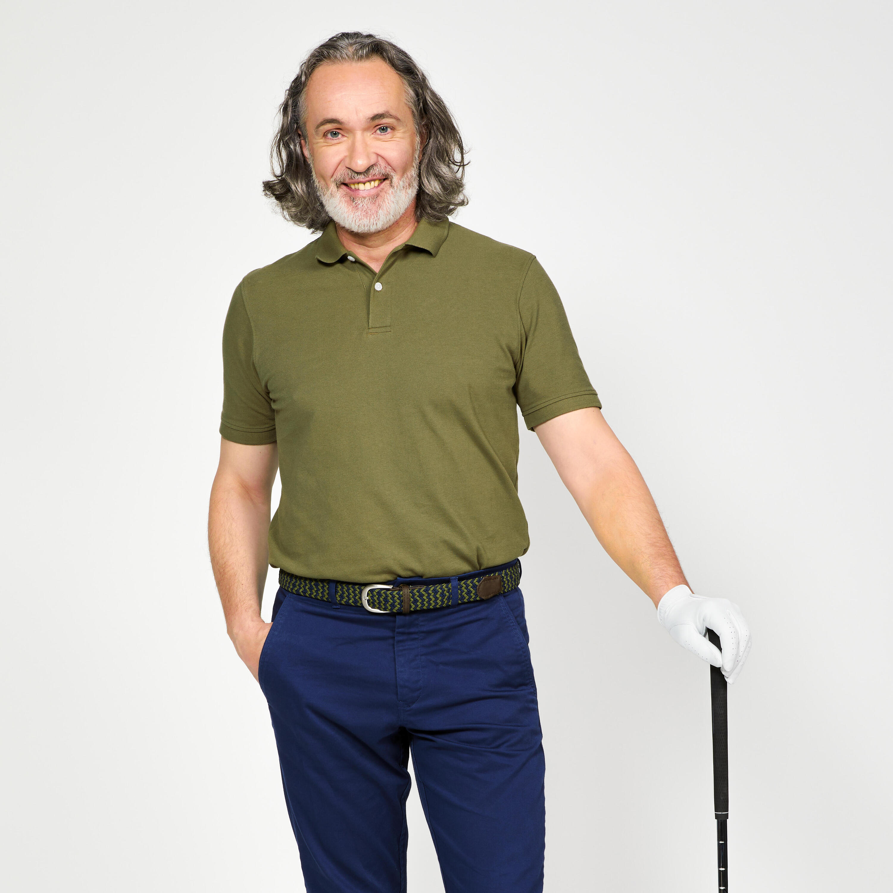 Polo golf uomo MW 500 verde militare 7/34