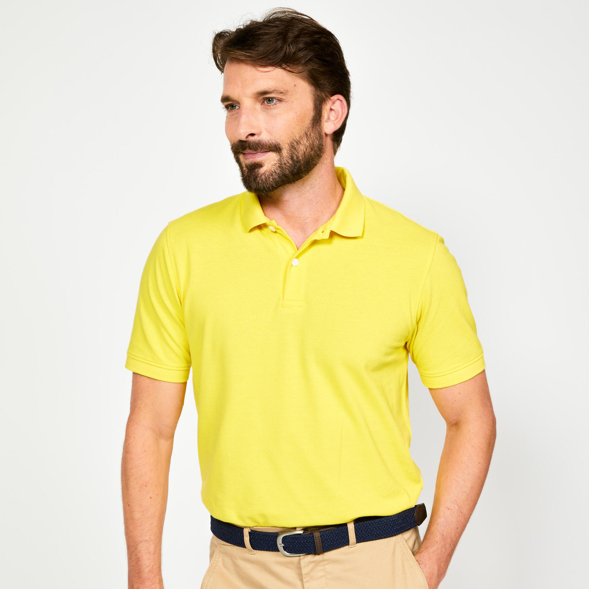 Men's short-sleeved golf polo shirt MW500 yellow