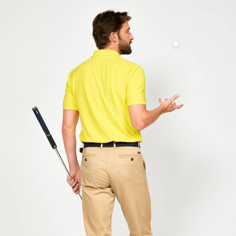 Men's golf cotton short-sleeved polo shirt - MW500 Yellow