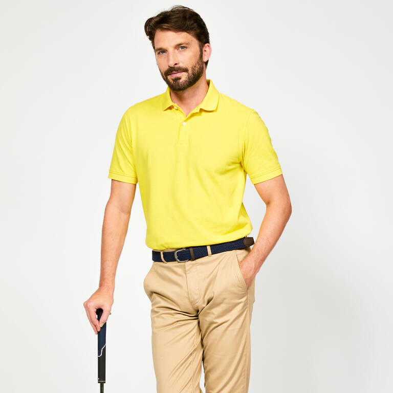 Men's golf cotton short-sleeved polo shirt - MW500 Yellow