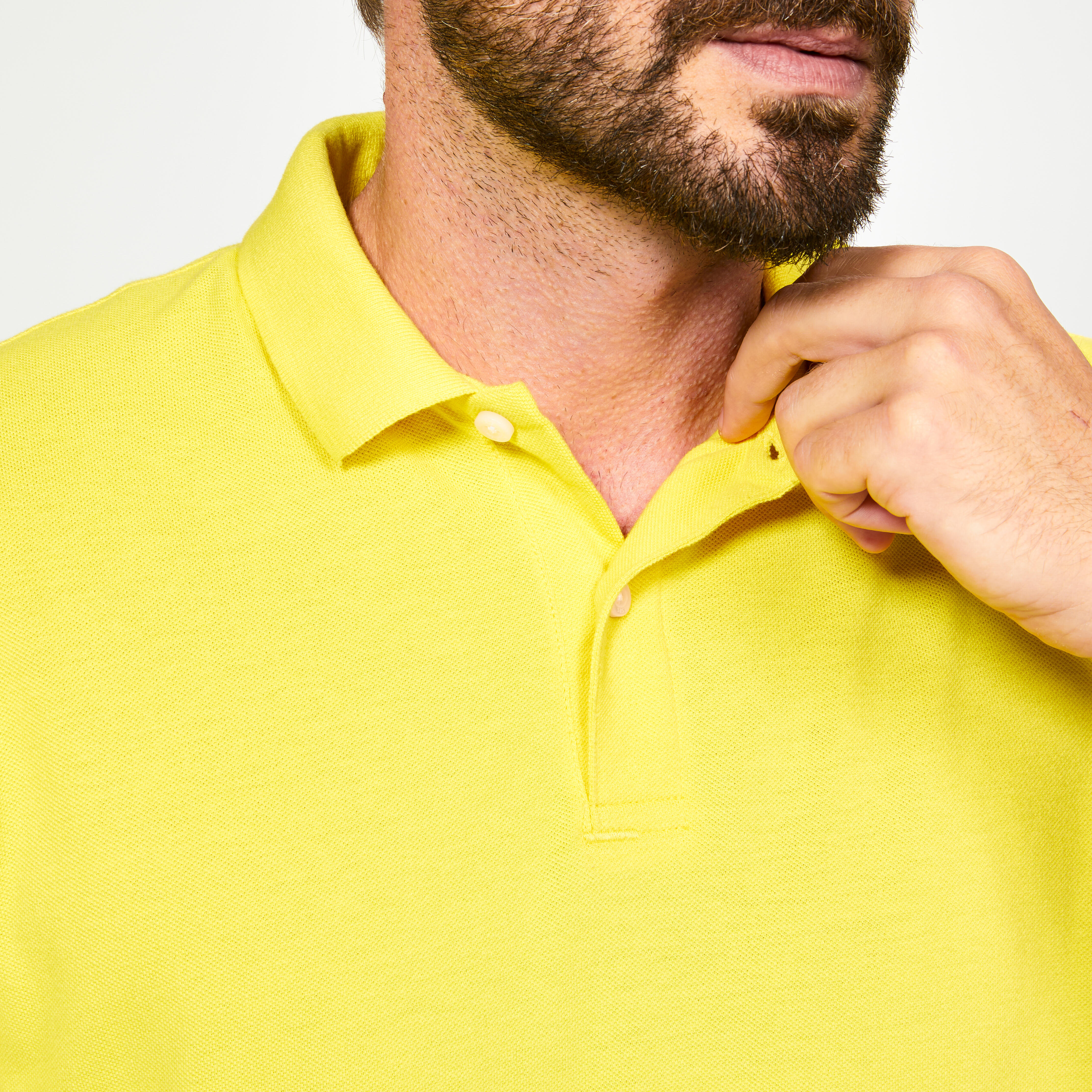 Men's short-sleeved cotton golf polo - MW500 yellow