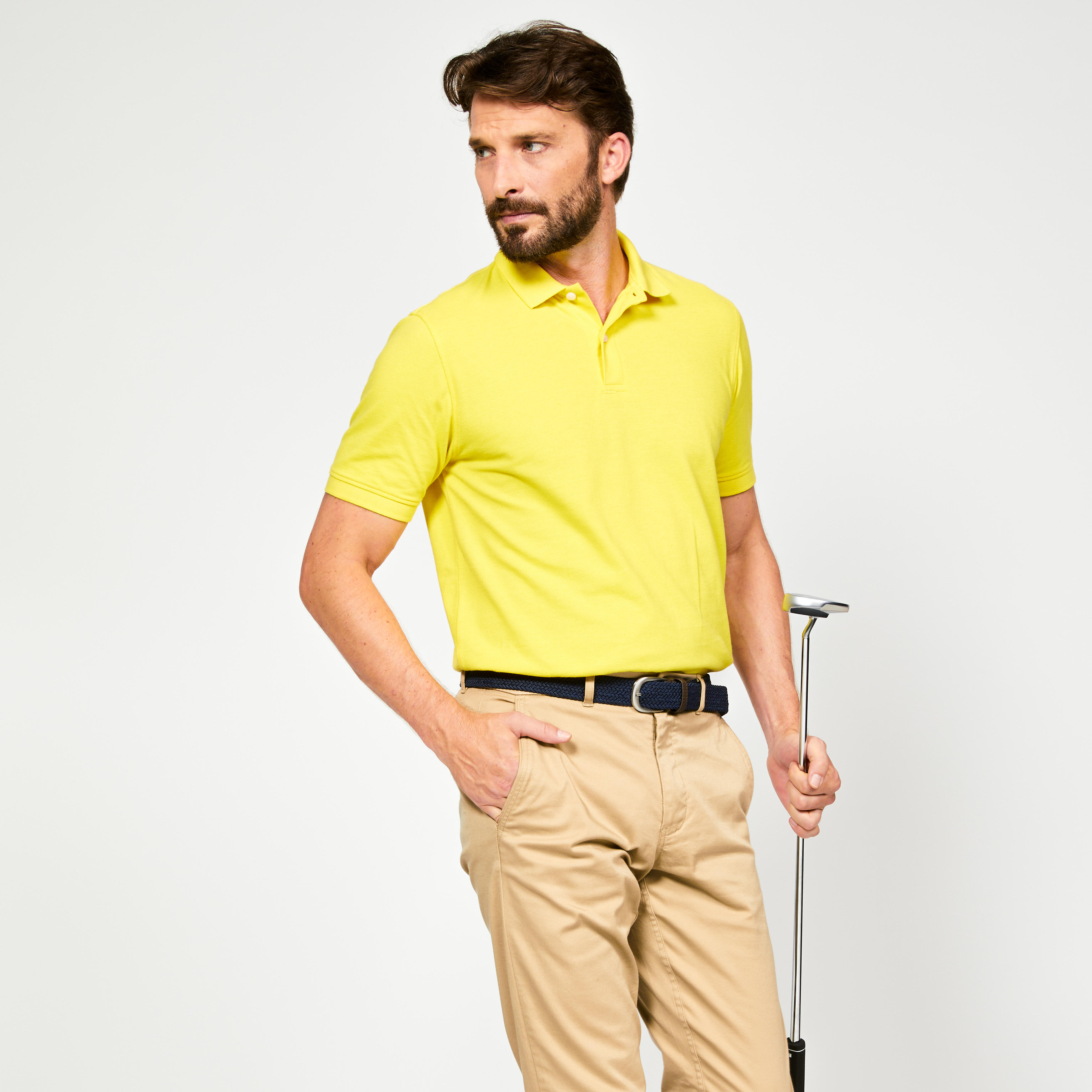 Polo de golf en coton à manches courtes homme, MW 500 - INESIS