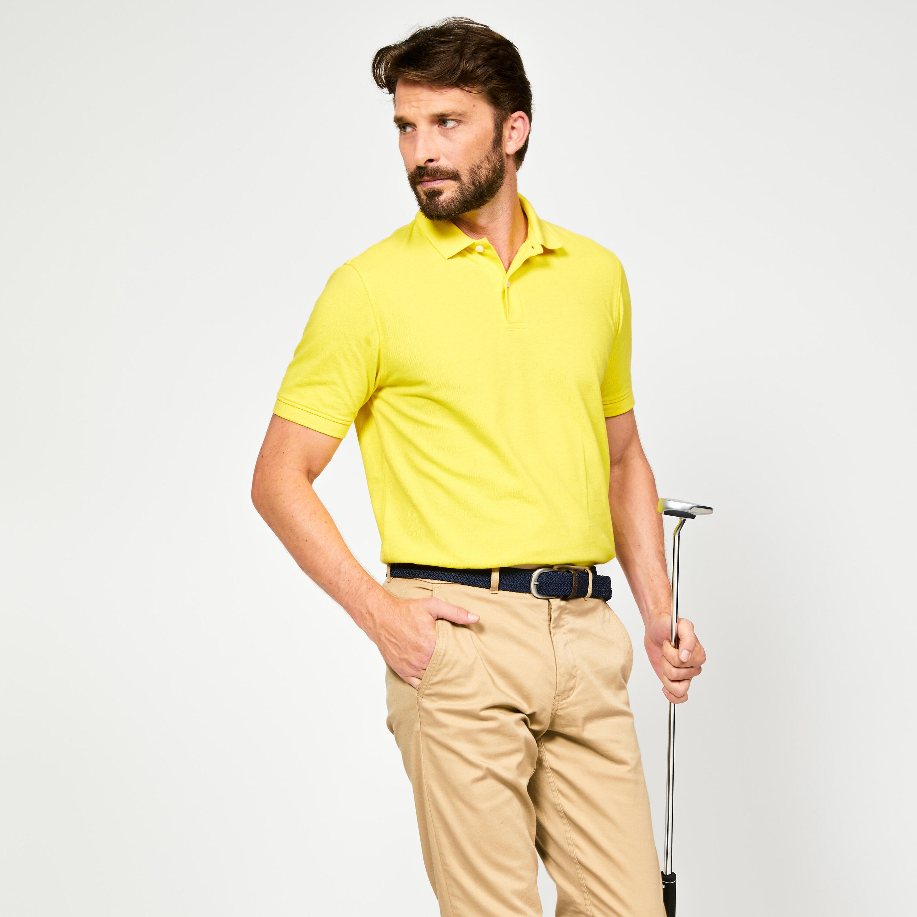 Men’s golf cotton and polyester short-sleeved polo shirt - MW500 yellow 2/30