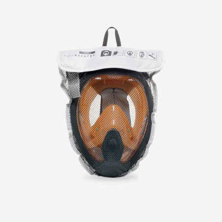 Surface snorkelling mask Easybreath + with acoustic valve > age 10 Khaki orange