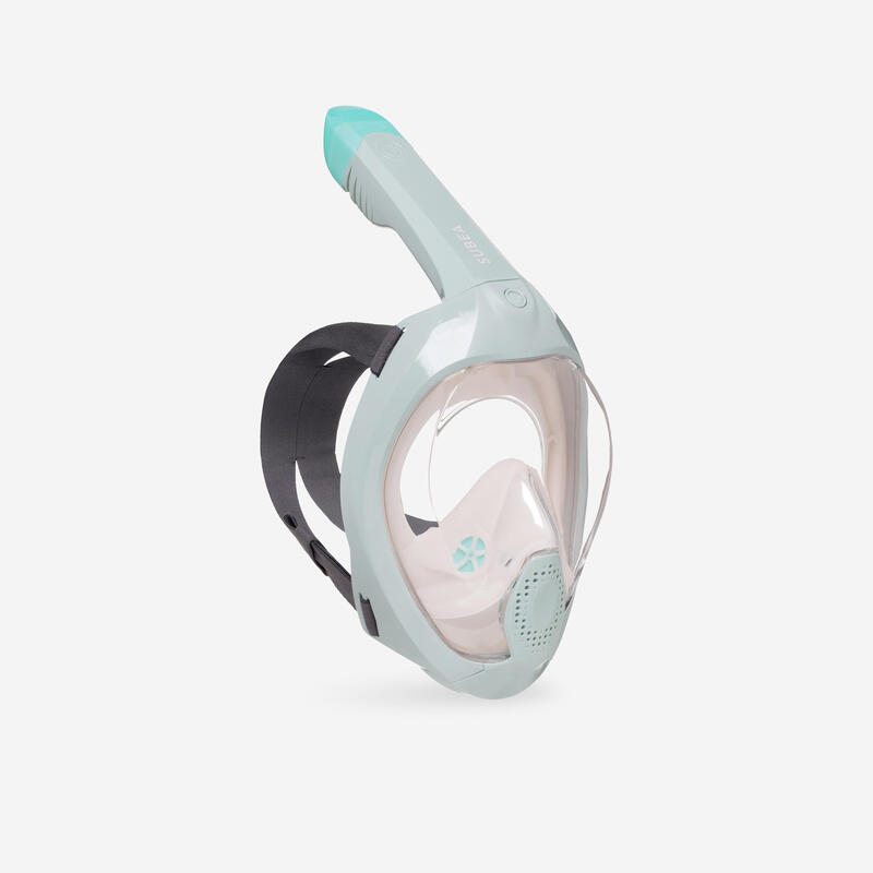 Snorkelmasker Easybreath+ met akoestisch ventiel volwassenen 540 lichtkaki roze