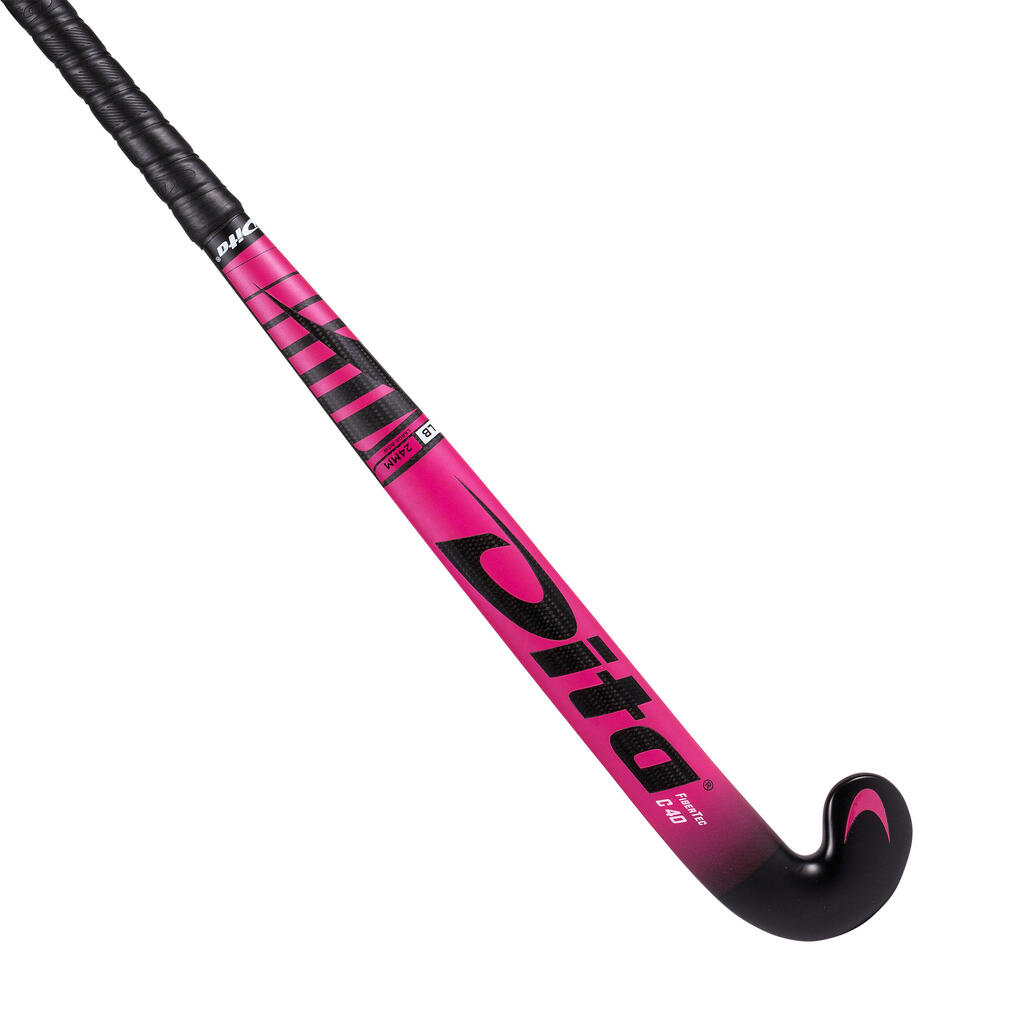 Intermediate 40% Carbon Mid Bow Field Hockey Stick FiberTecC40 - Dark Pink