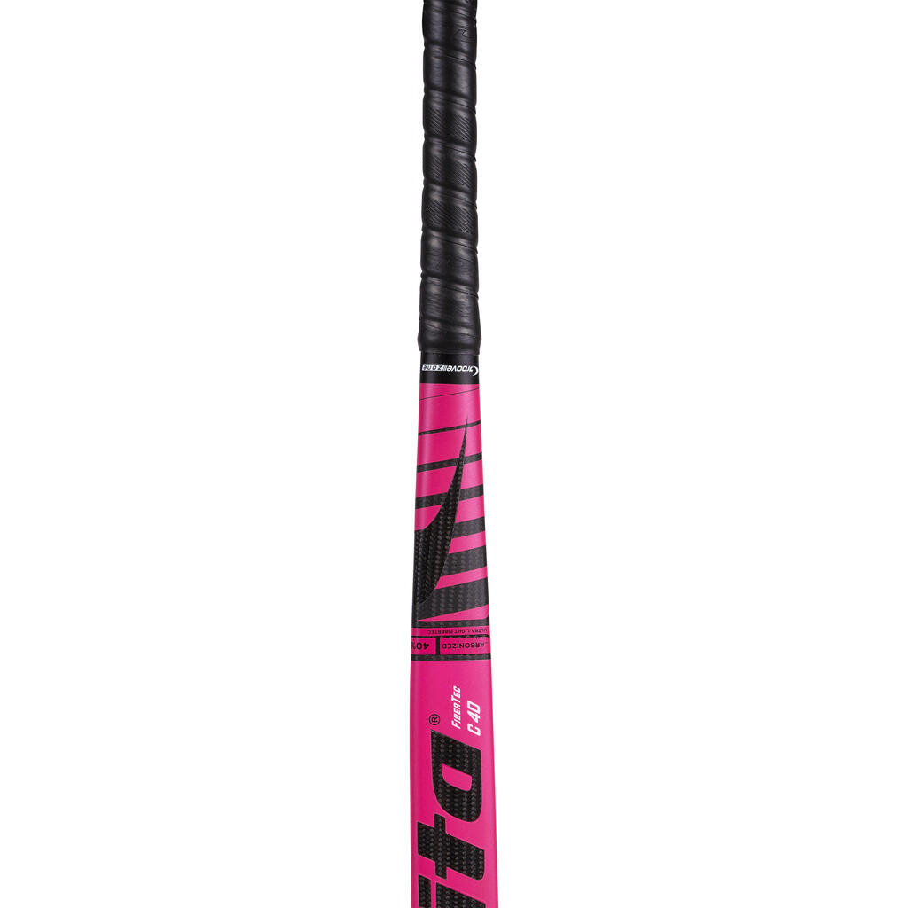 Intermediate 40% Carbon Mid Bow Field Hockey Stick FiberTecC40 - Dark Pink