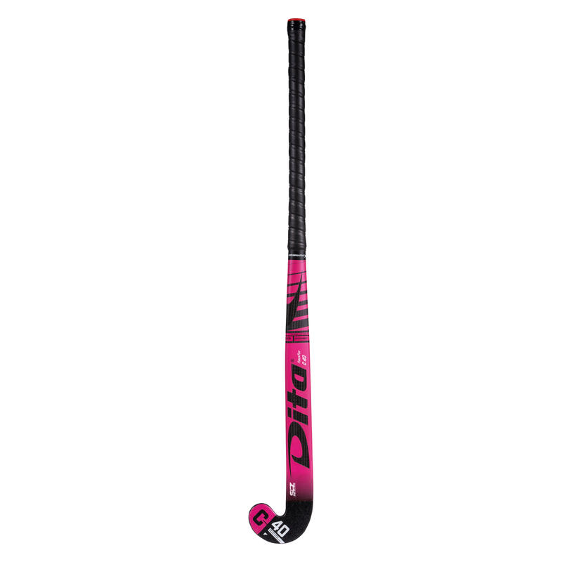 Hockeystick gevorderde volwassenen FiberTec C40 low bow 40% carbon donkerroze