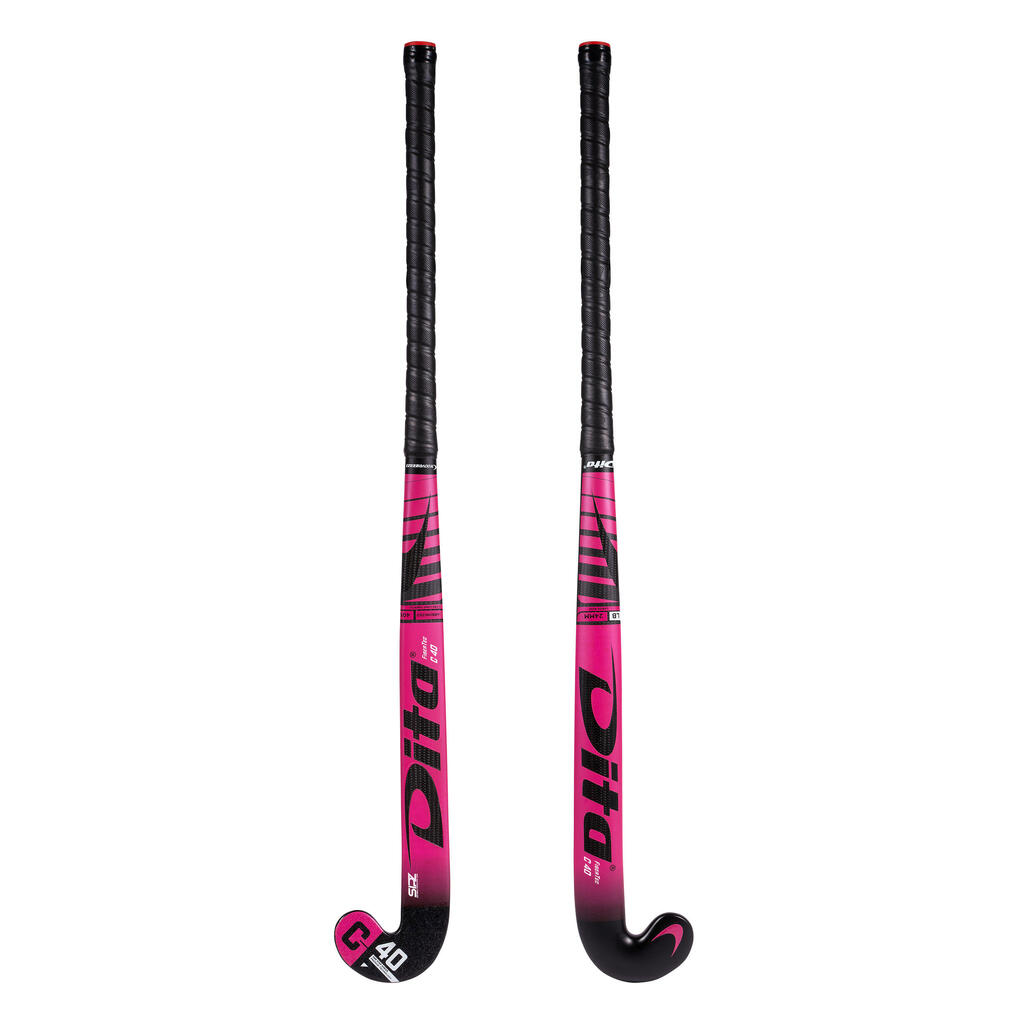 Intermediate 40% Carbon Mid Bow Field Hockey Stick FiberTecC40 - Dark Pink