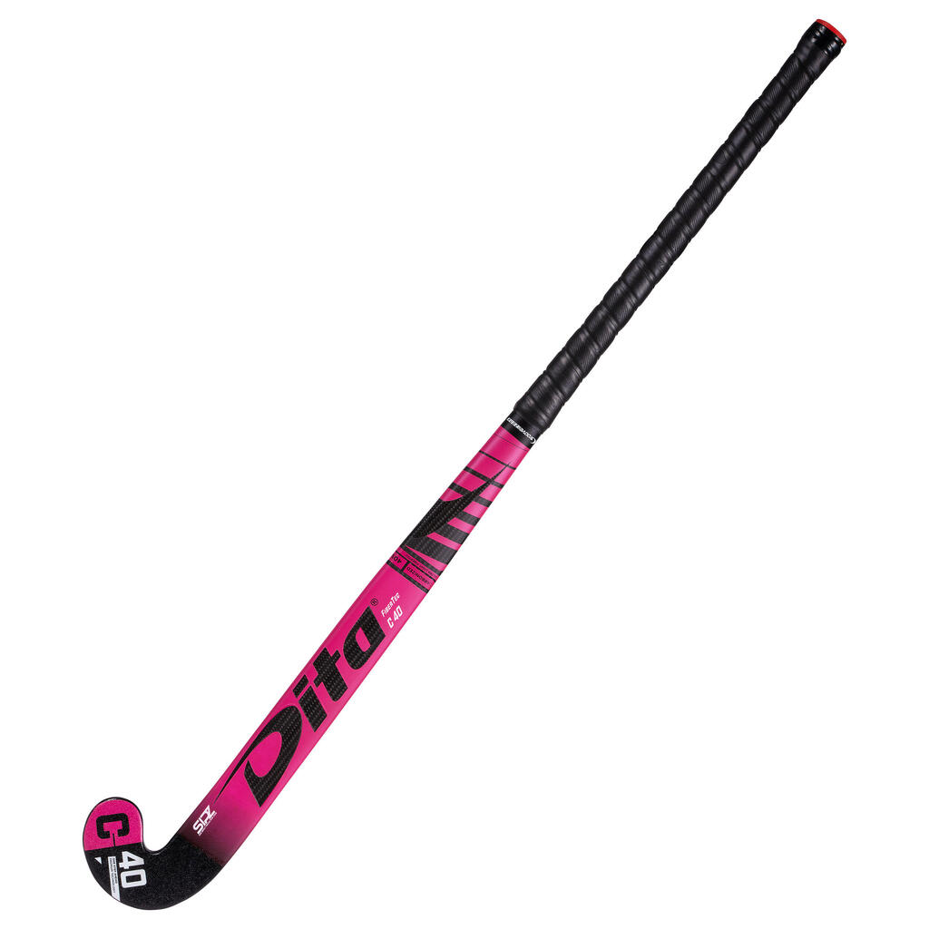 Intermediate 40% Carbon Mid Bow Field Hockey Stick FiberTecC40 - Dark Pink