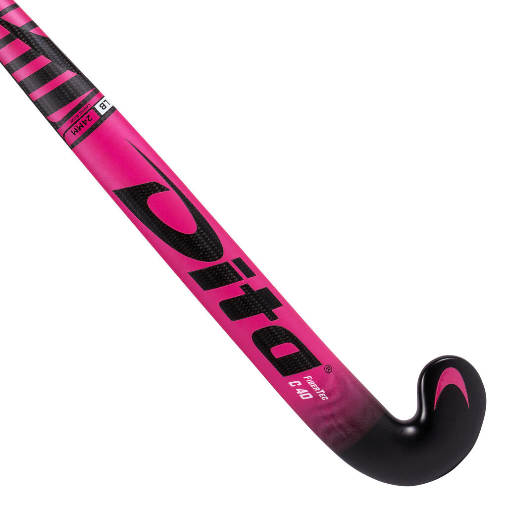 Intermediate 40% Carbon Mid Bow Field Hockey Stick FiberTecC40 - Dark Pink