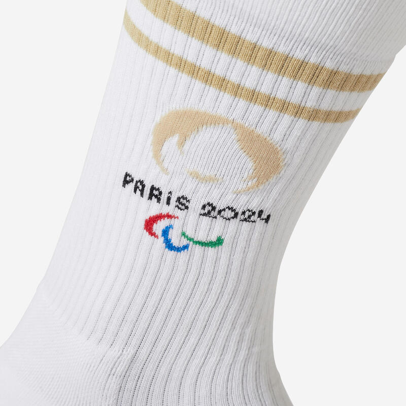 Lot de 2 paires de chaussettes Paris 2024 Adulte mixte - Beige et blanc