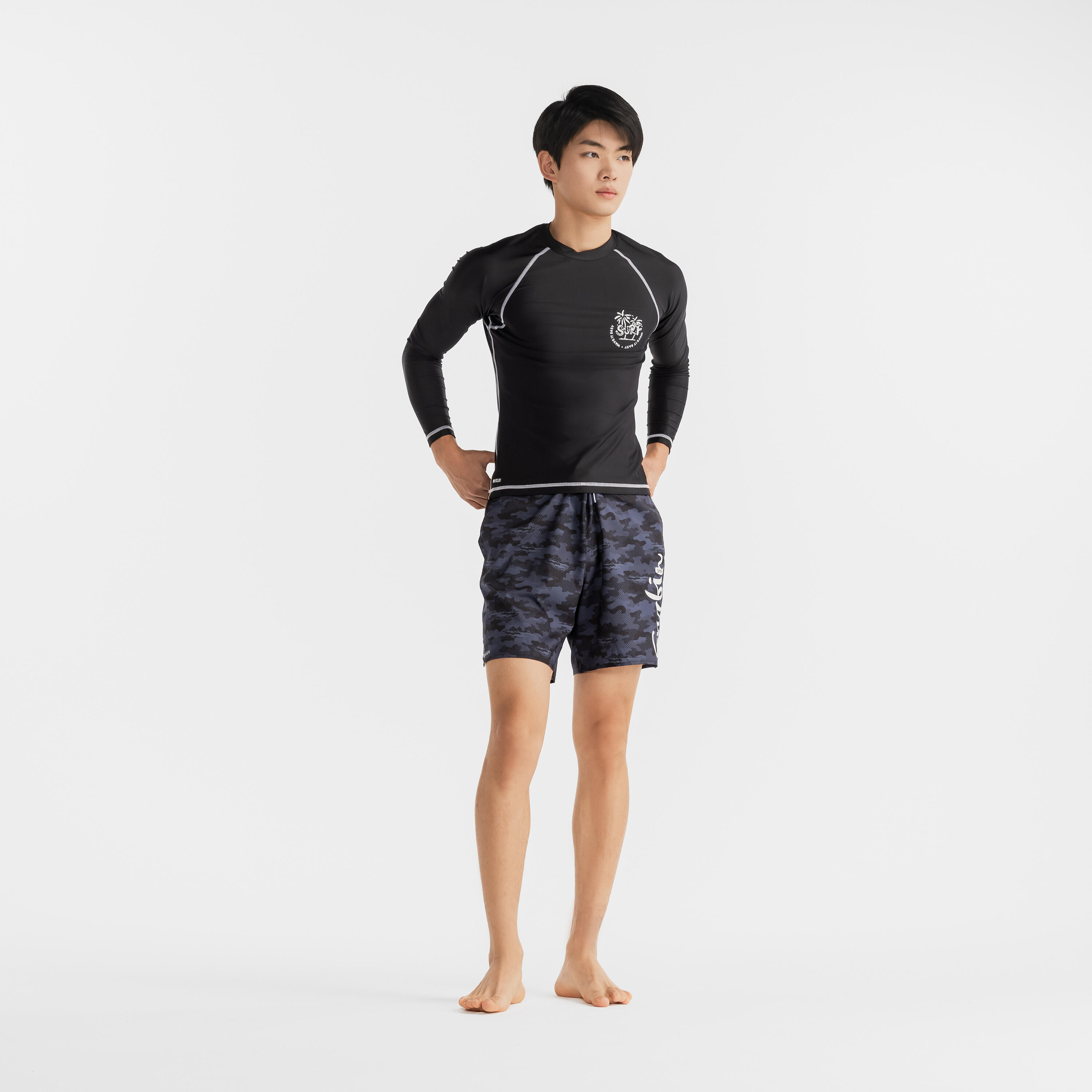 Surfing men uv protection top black