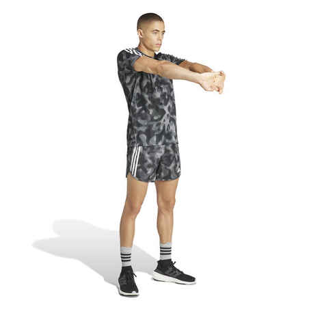 Camo-inspired running t-shirt made with recycled materials.