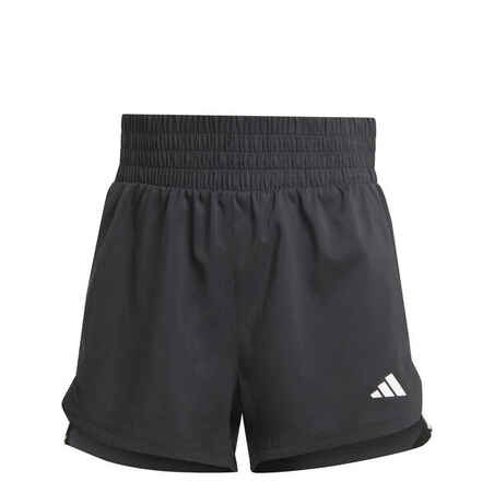 High-rise training shorts made in part with recycled materials.