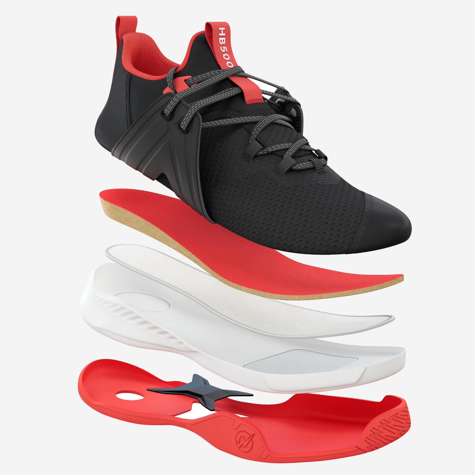 H500 FASTER Scarpe da pallamano nero rosso