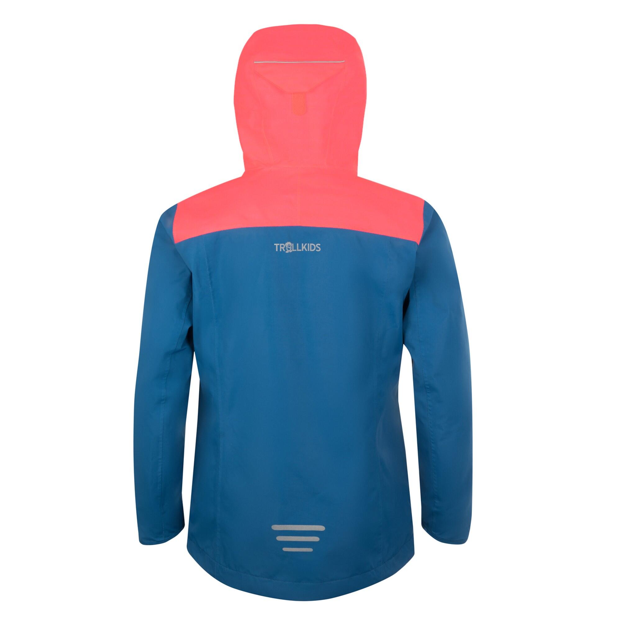 Junior Wander-Regenjacke - Trollkids Bergen blau/koralle 2/2