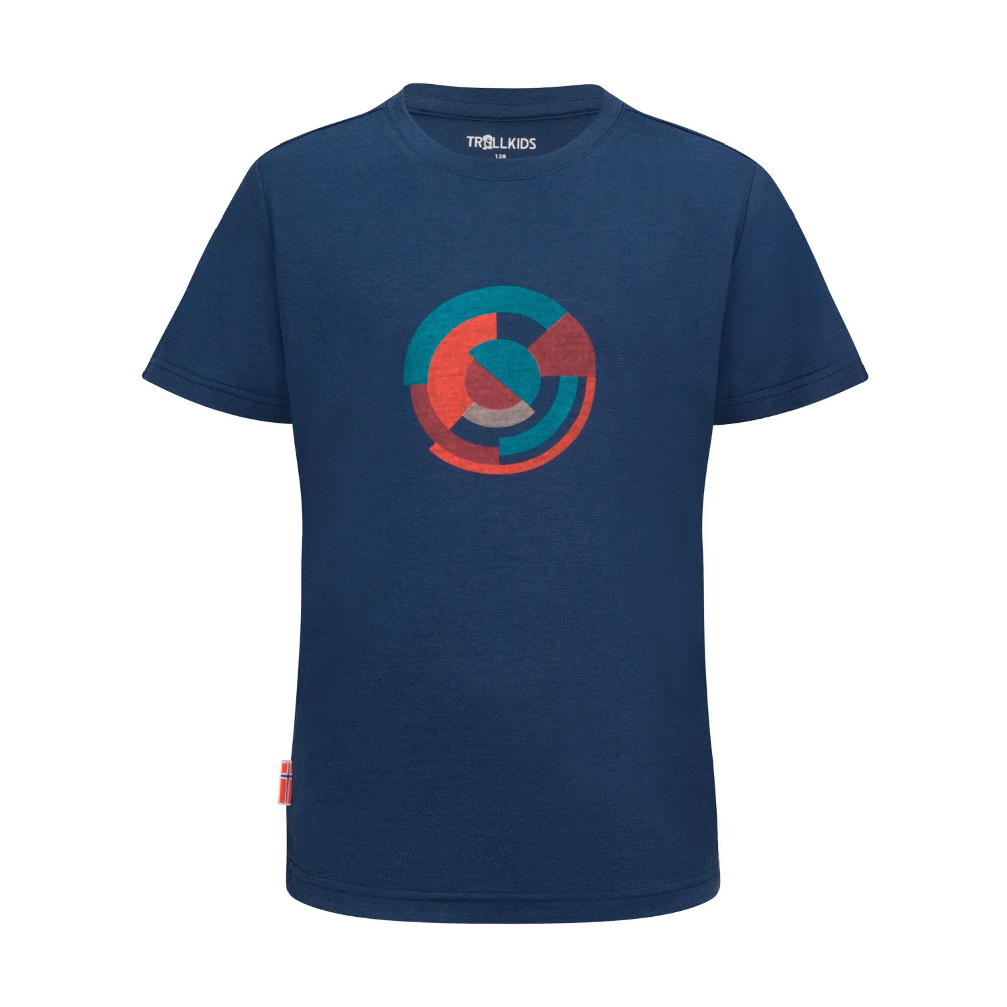 Trollkids Sandefjord T-shirt bambino in merino a maniche corte blu