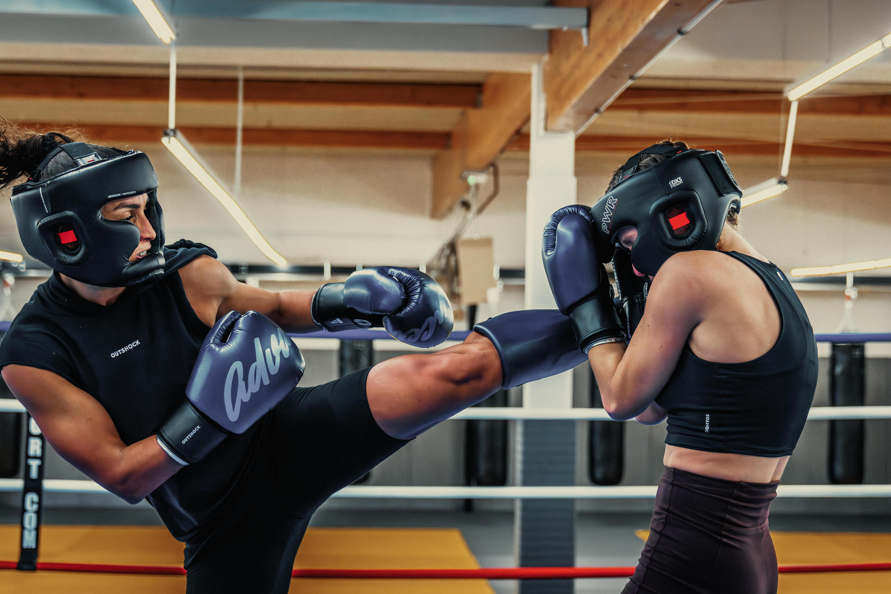 Paratibia-parapiedi adulto muay-thai kick-boxing mma blu 10/12