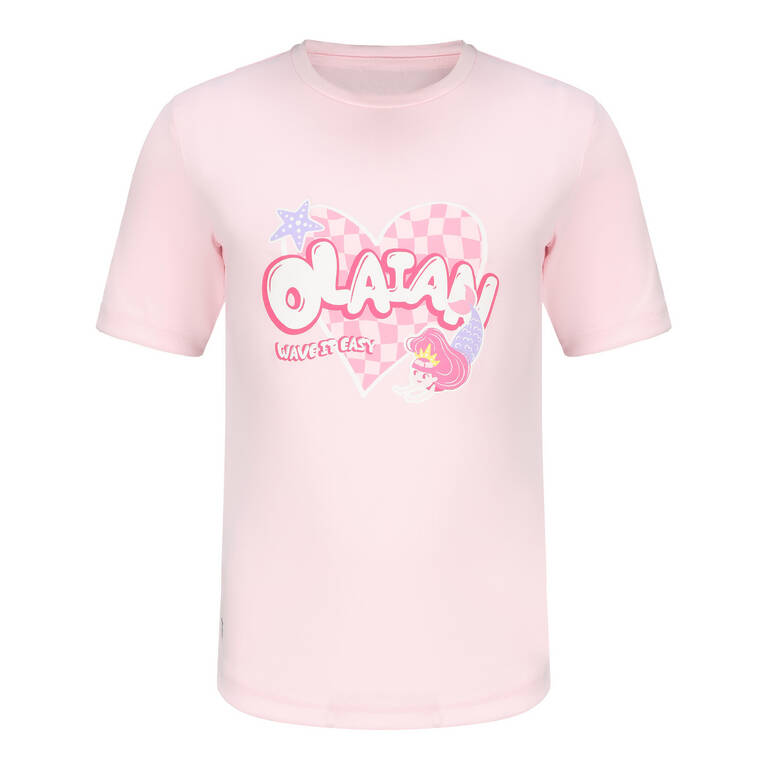 Girl's surfing UV T-shirt - pink heart