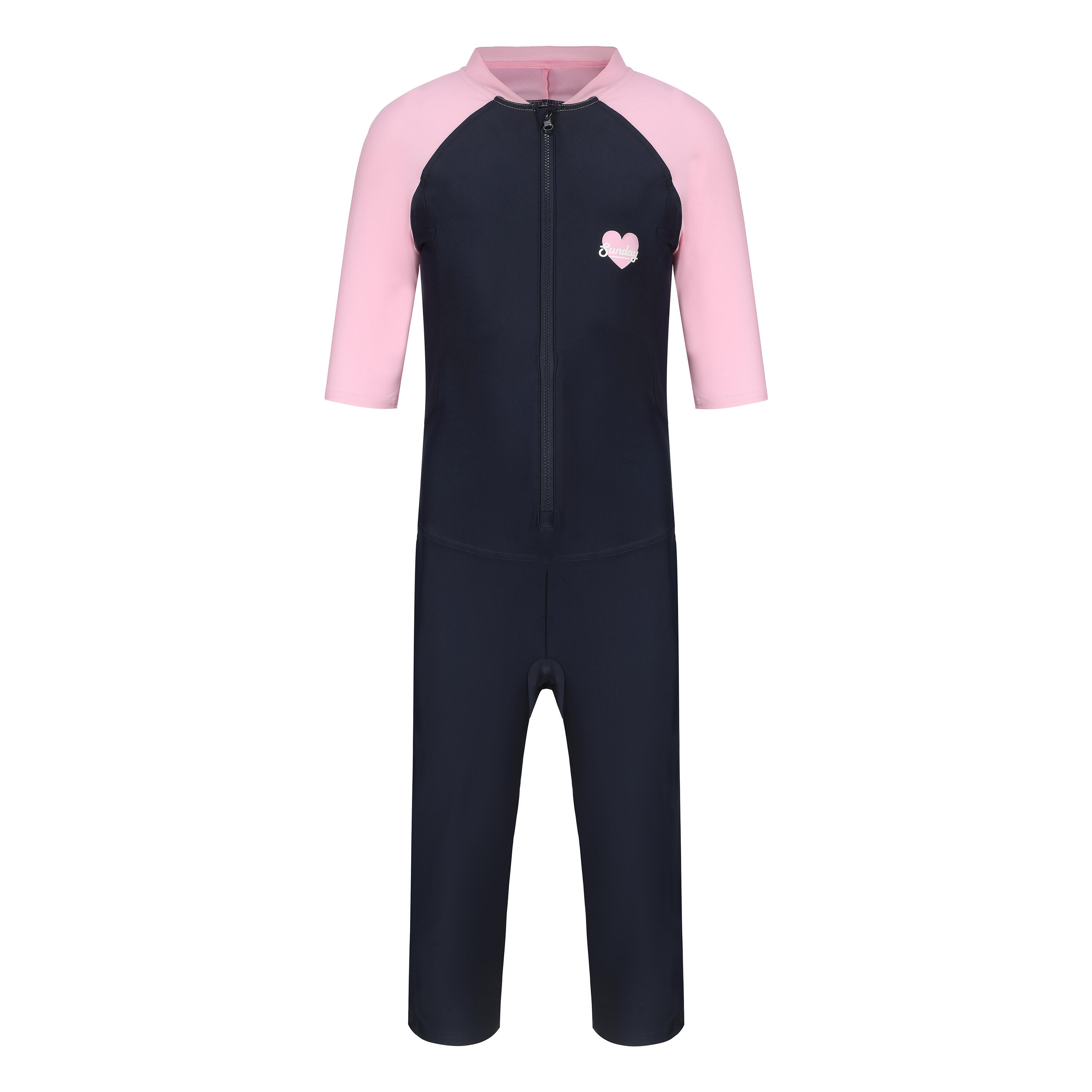 swimming Girl sun protection swimsuit SHORTYSWIM  NAVY/PINK