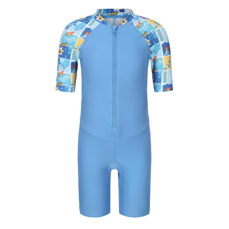 Boy's wetsuit - Shorty 100 short sleeves - BLUE ALL COMIC