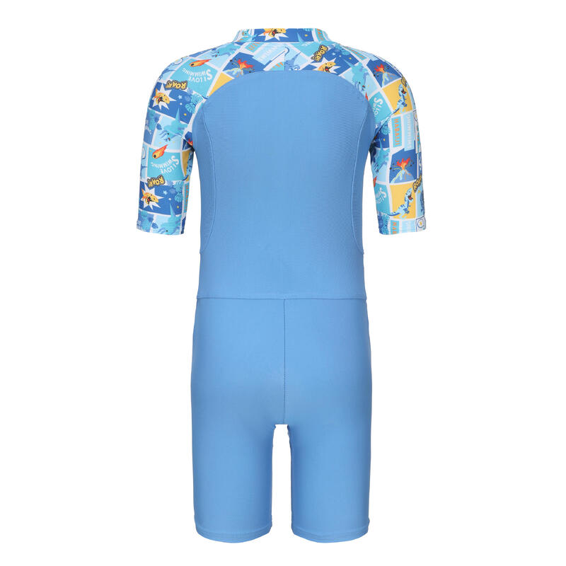 男孩款潛水衣 - Shorty 100 短袖 - ALL COMIC 藍色
