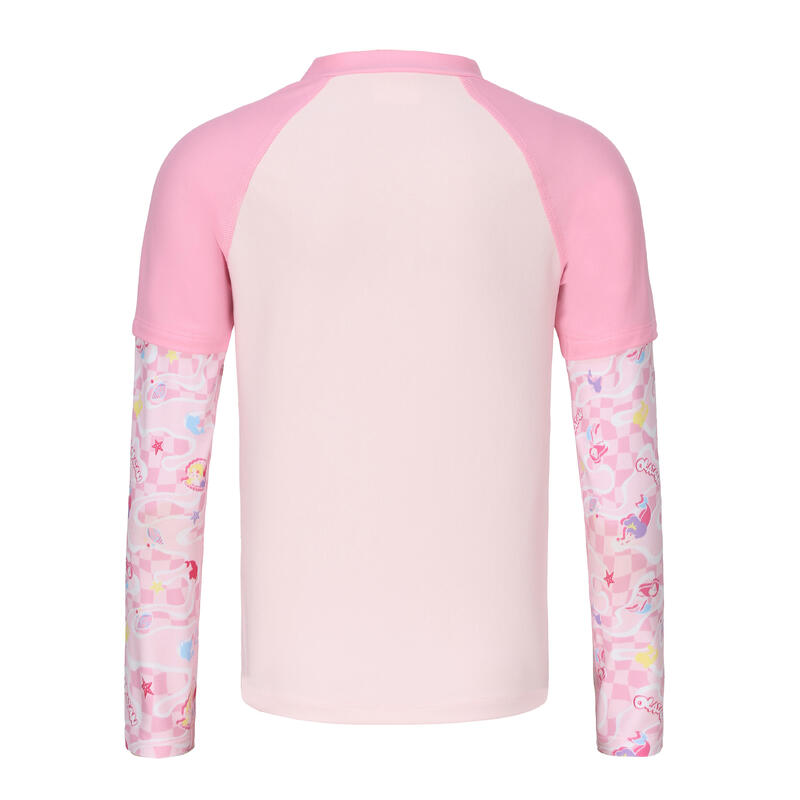 兒童款抗 UV 半拉鍊式上衣 500－粉紅色