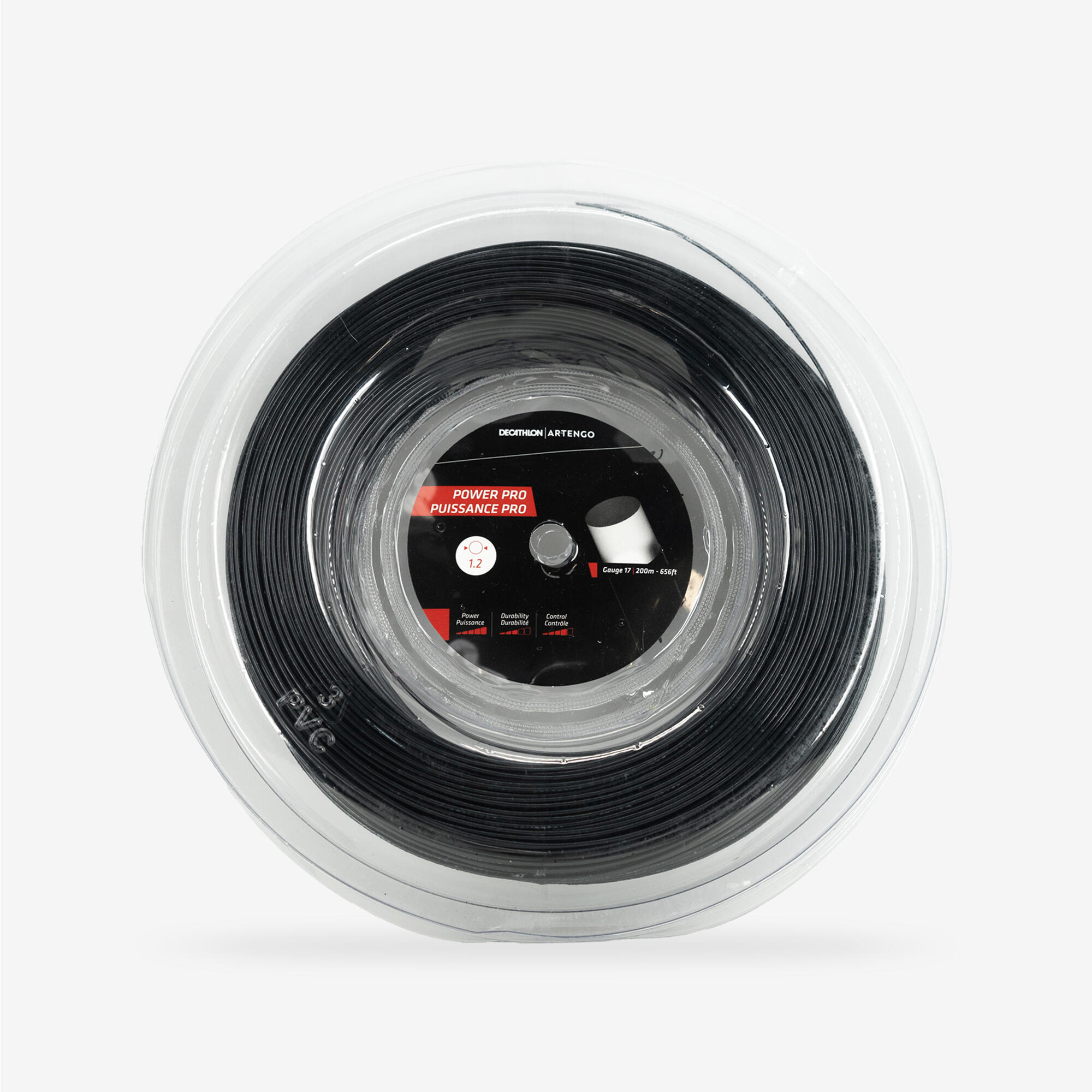 ARTENGO Monofilament Tennis Strings Power Pro 1.20 mm Gauge x 200 m - Black