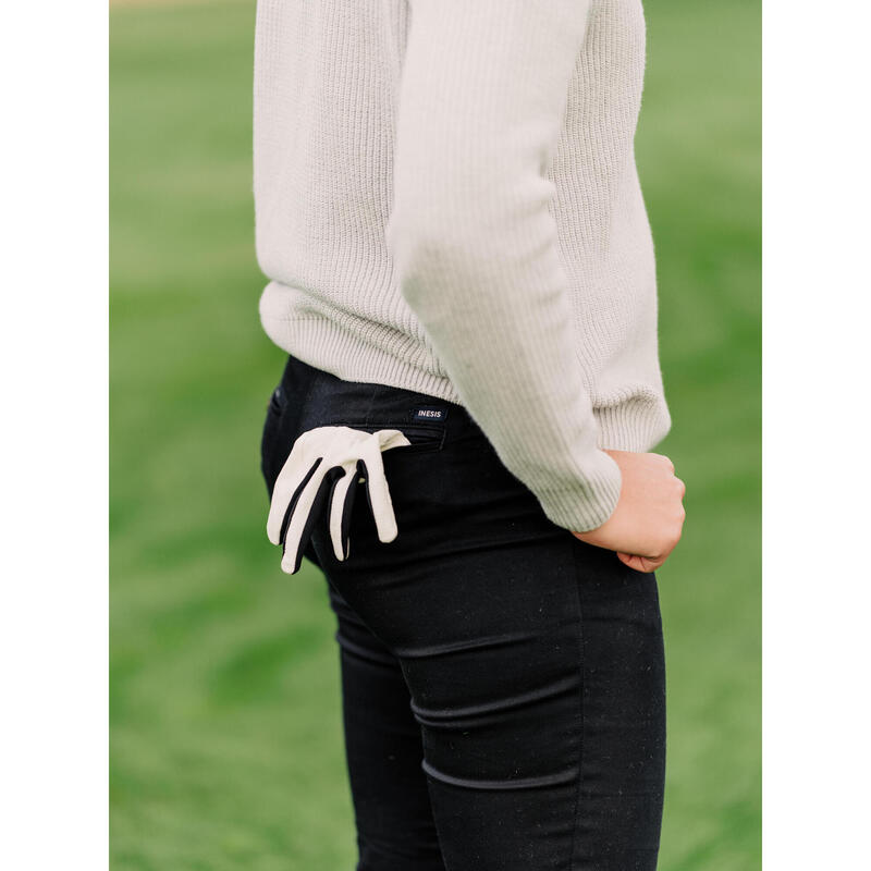 Pantalon chino golf bumbac MW500 Negru Damă