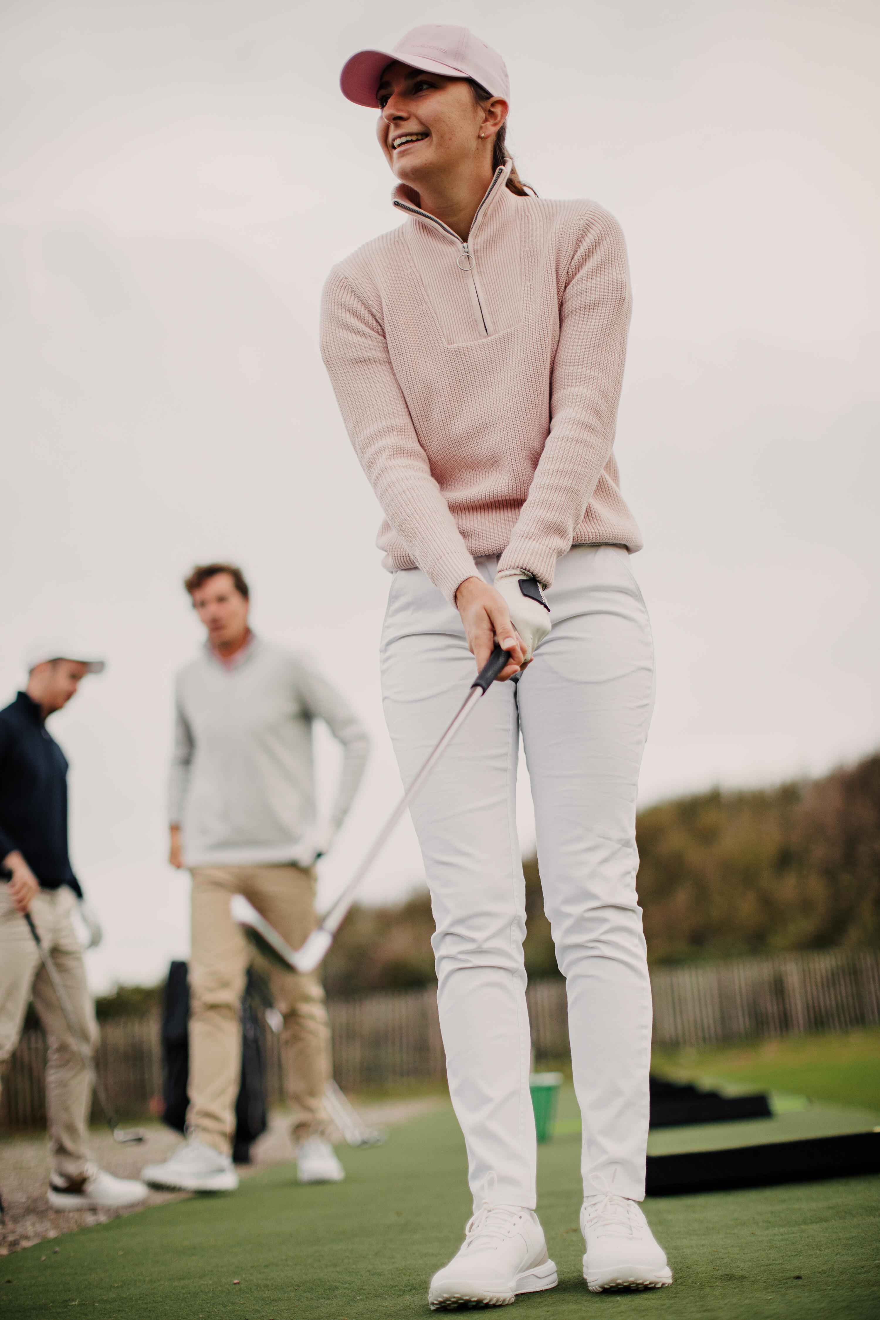 Pantalon chino de golf coton femme, MW500 blanc 5/8